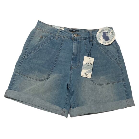 NWT Womens Tummy Tuck Shorts Curve Appeal Size 2 Fiji Recycled Material Fold Hem - Picture 1 of 11